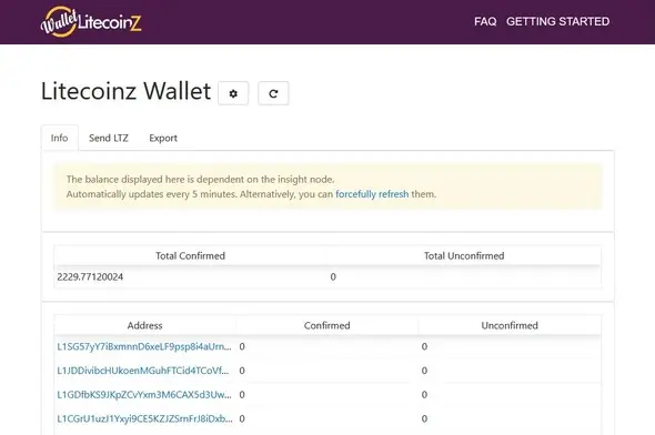 LitecoinZ Web Wallet